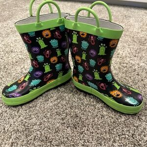 Norty Monster Print Kids Rain Boots-Size 9T